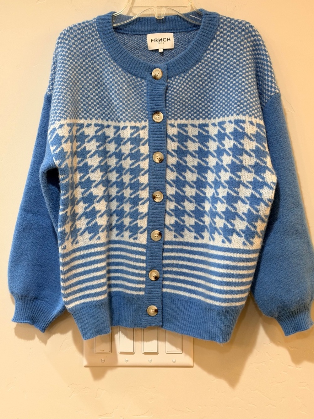 FRNCH Paris Blue Cardigan Sweater Women's Size S Small Like New